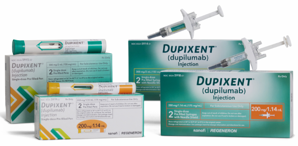 Empaque del producto Dupixent® (dupilumab) Inyección (200 mg o 300 mg)